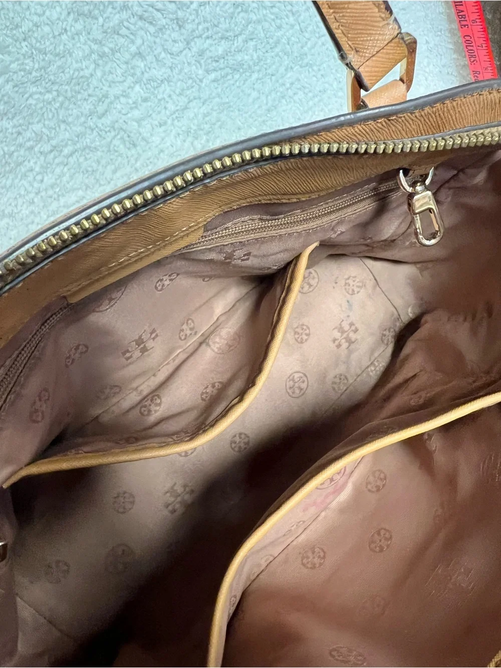 Tory Burch Cognac Leather Zip-Top Tote